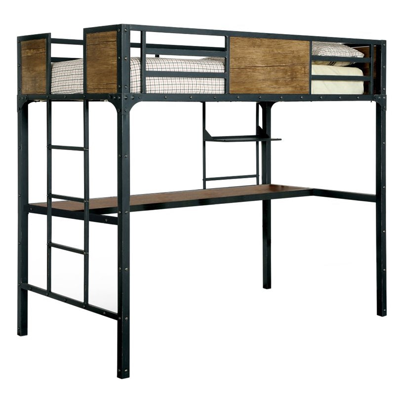 Furniture of America Baron Twin Loft Bed in Black - Bunk Bed Central