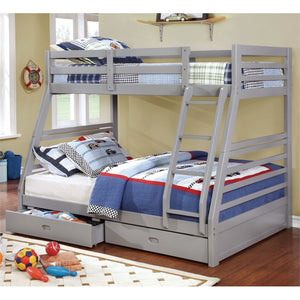 Furniture of America Thaddeus Twin Over Full Bunk Bed in Gray - Bunk Bed Central