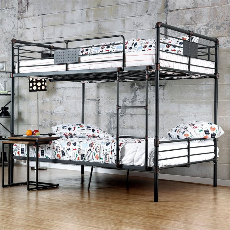 Furniture of America Bryon Full Over Full Bunk Bed in Antique Black - Bunk Bed Central