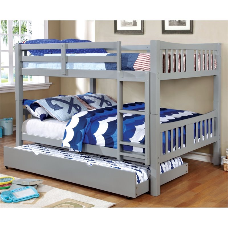 Furniture of America Edith Full over Full Bunk Bed in Gray - Bunk Bed Central