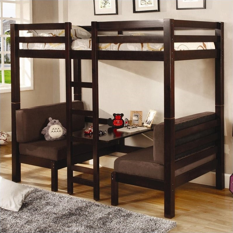 Coaster Twin over Twin Convertible Loft Bunk Bed in Dark Wood Finish - Bunk Bed Central