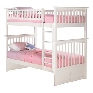 Atlantic Furniture Columbia Twin Over Twin Bunk Bed in White - Bunk Bed Central