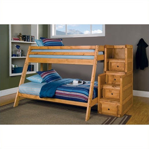 Coaster Wrangle Hill Twin over Full Bunk Bed with Stairs in Amber Wash - Bunk Bed Central