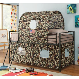 Coaster Camouflage Twin Tent Bunk Bed in Green